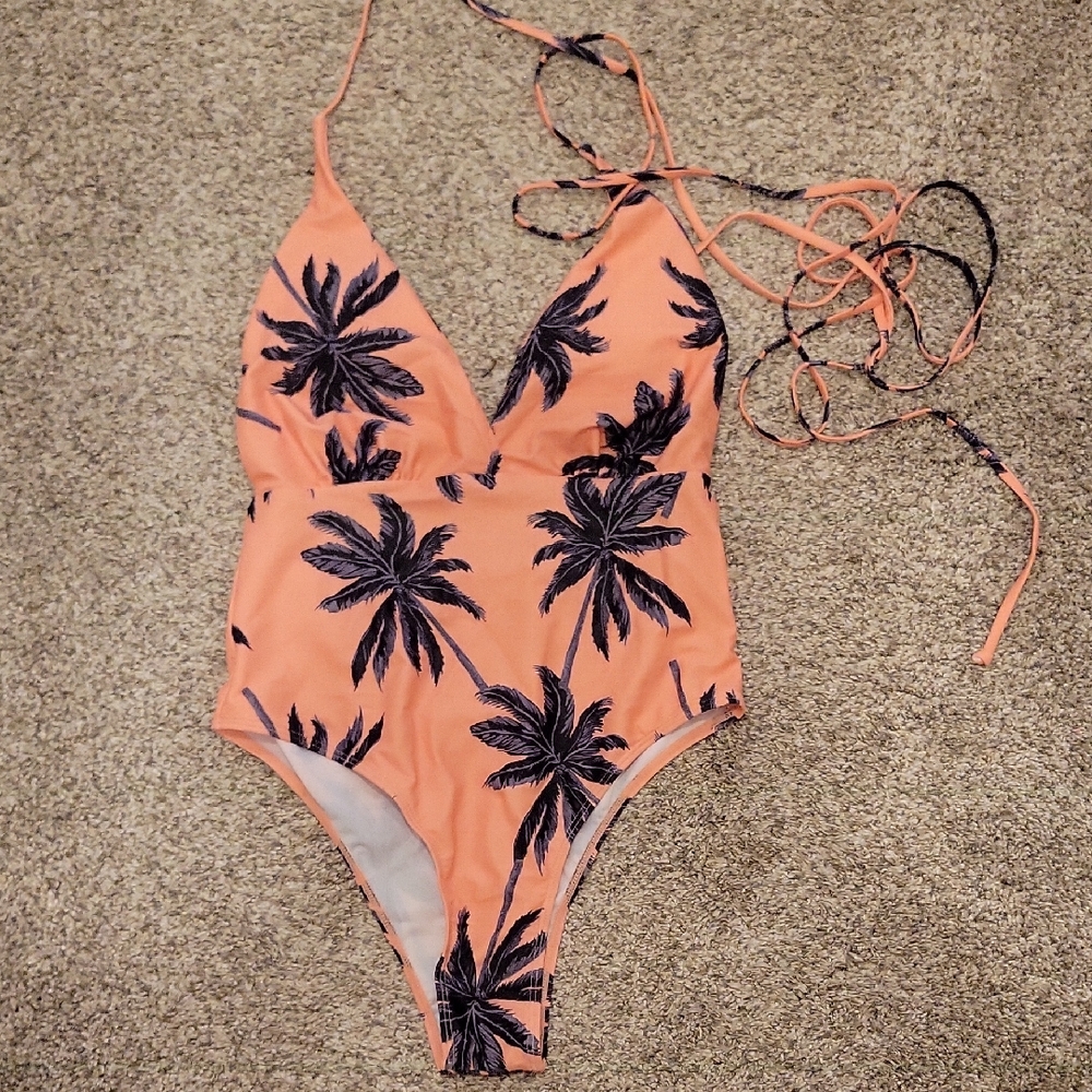 Tropical Palm Print Swimsuit sz M